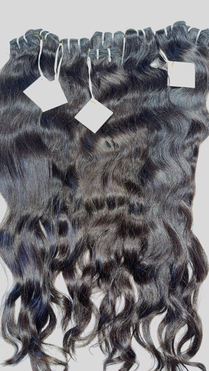 South Indian Temple raw hair bundle — 100% unprocessed single-donor temple hair sourced from religious rituals in Southern India, natural straight to wavy texture, 105g–115g per bundle, color 1B | Too Raw Hair
