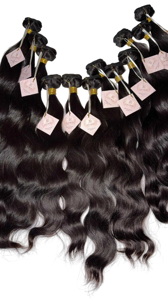 Indian Wavy raw hair bundle — 100% unprocessed single-donor hair, medium-density natural wave, color 1B | Too Raw Hair