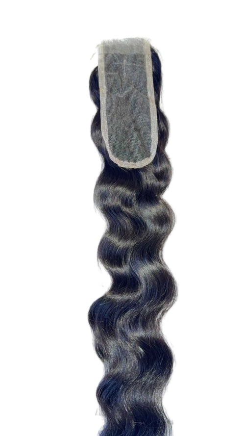 Cambodian Wavy raw hair lace closure — 100% unprocessed single-donor hair, full-bodied coarse wave, 2x6 HD lace, color 1B | Too Raw Hair