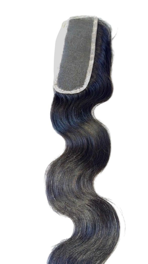 Indian Wavy raw hair lace closure — 100% unprocessed single-donor hair, medium-density natural wave, 5x5 HD lace, color 1B | Too Raw Hair