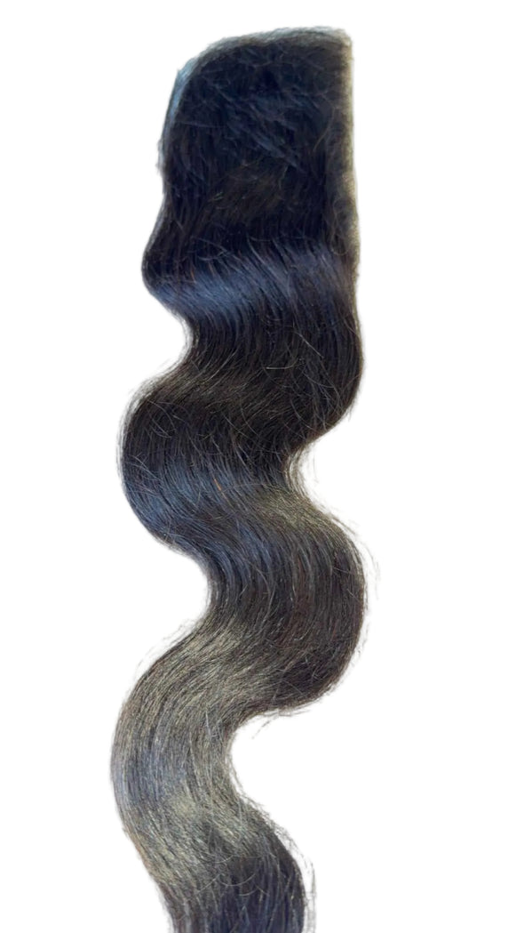 Indian Wavy raw hair lace closure — 100% unprocessed single-donor hair, medium-density natural wave, 5x5 HD lace, color 1B | Too Raw Hair
