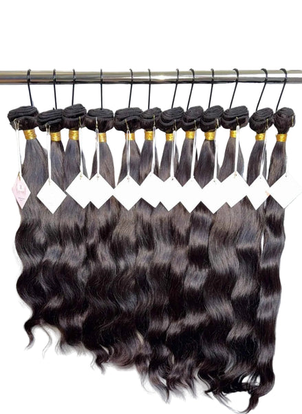 Indian Wavy raw hair bundle — 100% unprocessed single-donor hair, medium-density natural wave, color 1B | Too Raw Hair
