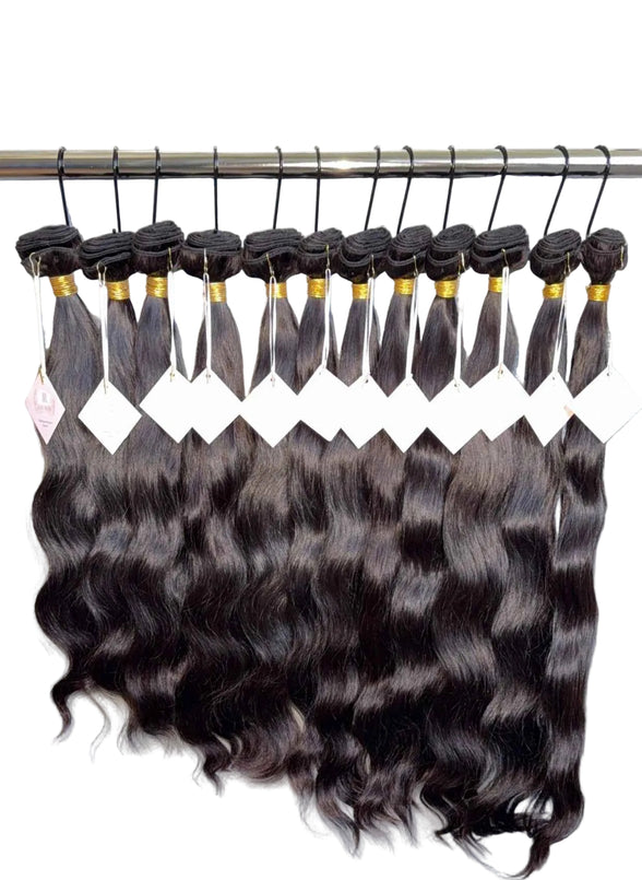 Indian Wavy raw hair bundle — 100% unprocessed single-donor hair, medium-density natural wave, color 1B | Too Raw Hair