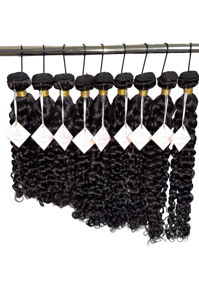 Indian Water Wave virgin hair bundle — 15A grade, defined water wave pattern, HD lace compatible, color 1B | Too Raw Hair