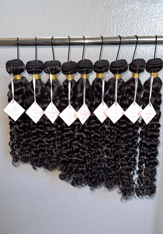 Indian Water Wave virgin hair bundle — 15A grade, defined water wave pattern, HD lace compatible, color 1B | Too Raw Hair