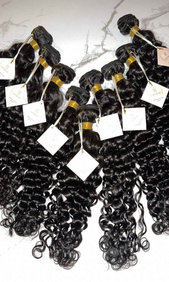 Indian Water Wave virgin hair bundle — 15A grade, defined water wave pattern, HD lace compatible, color 1B | Too Raw Hair
