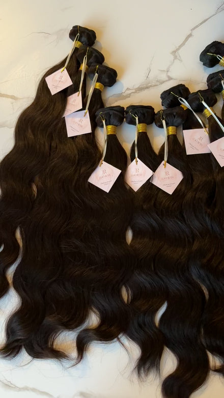Indian Wavy raw hair bundle — 100% unprocessed single-donor hair, medium-density natural wave, color 1B | Too Raw Hair